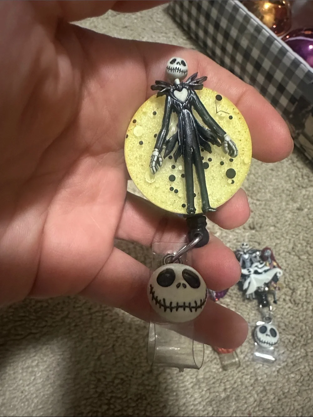 Handcrafted Nightmare before Christmas Halloween badge reels set of 4 new